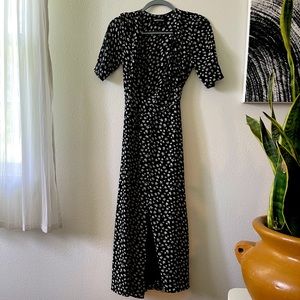 Reformation floral wrap dress. Black and white. Small. Hard to find!
